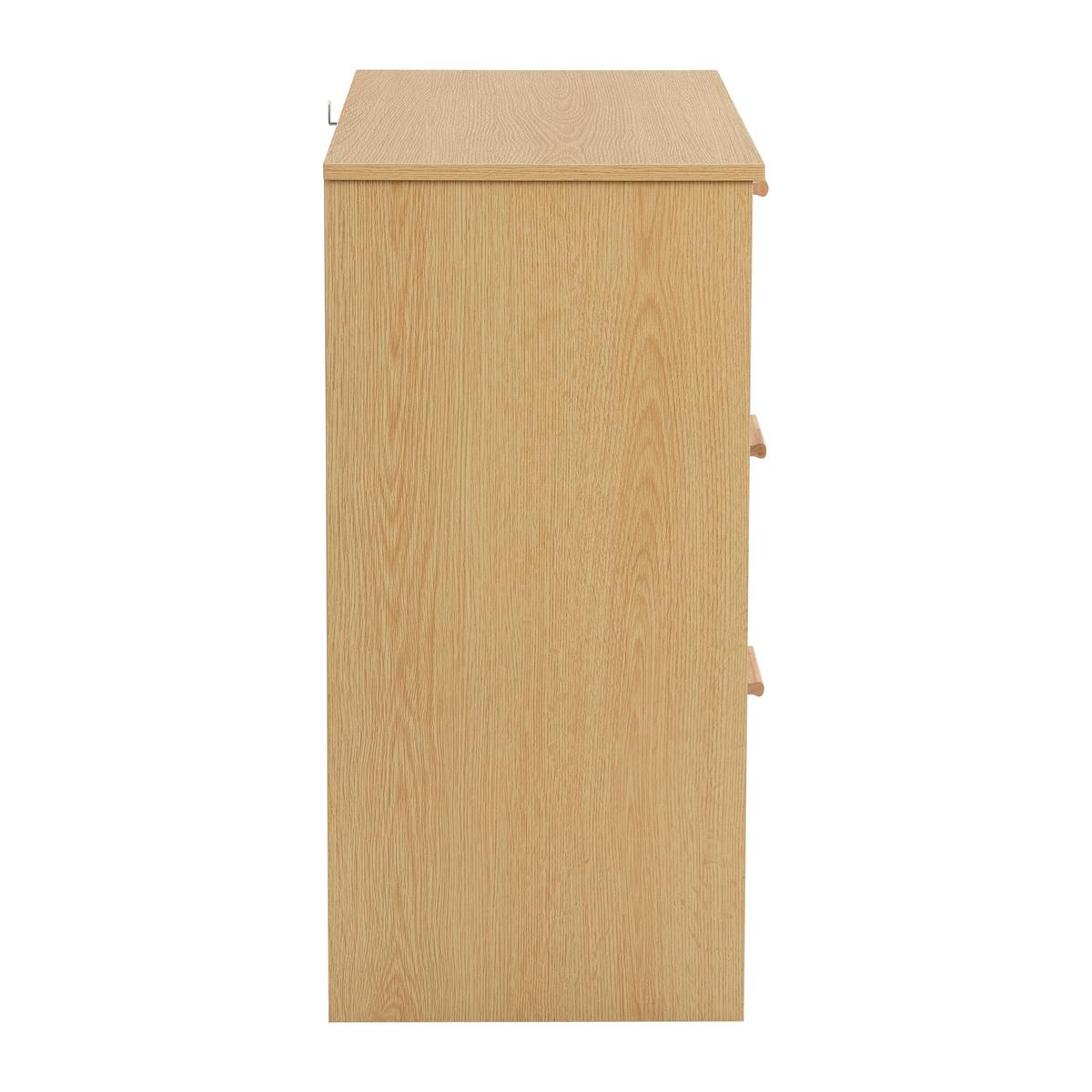 SIDEBOARD Rattan kommode mit 4 Schubladen & Massivholz Griffen - Eichefarben, Naturmaterialen/Holzwerkstoff (80/80/38cm) - Urban Meuble