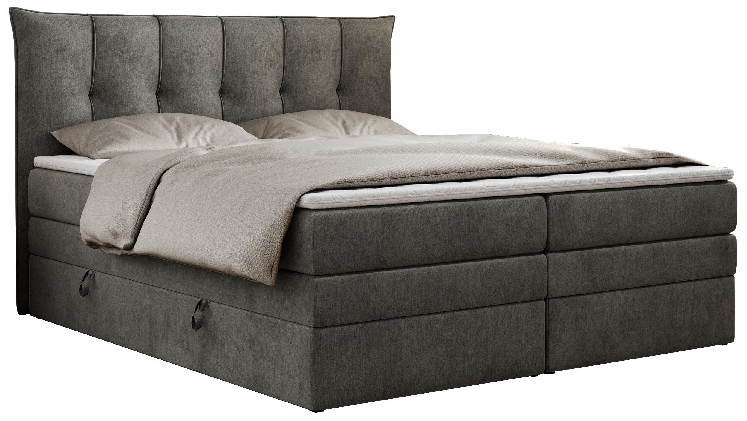 BOXSPRINGBETT PREMIUM 10 KING 180/200 Dunkelgrau Velvet - H3 - Dunkelgrau, Holz/Textil (180/200cm) - MKS