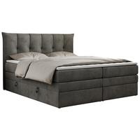 BOXSPRINGBETT PREMIUM 10 KING 180/200 Dunkelgrau Velvet - H3 - Dunkelgrau, Holz/Textil (180/200cm) - MKS