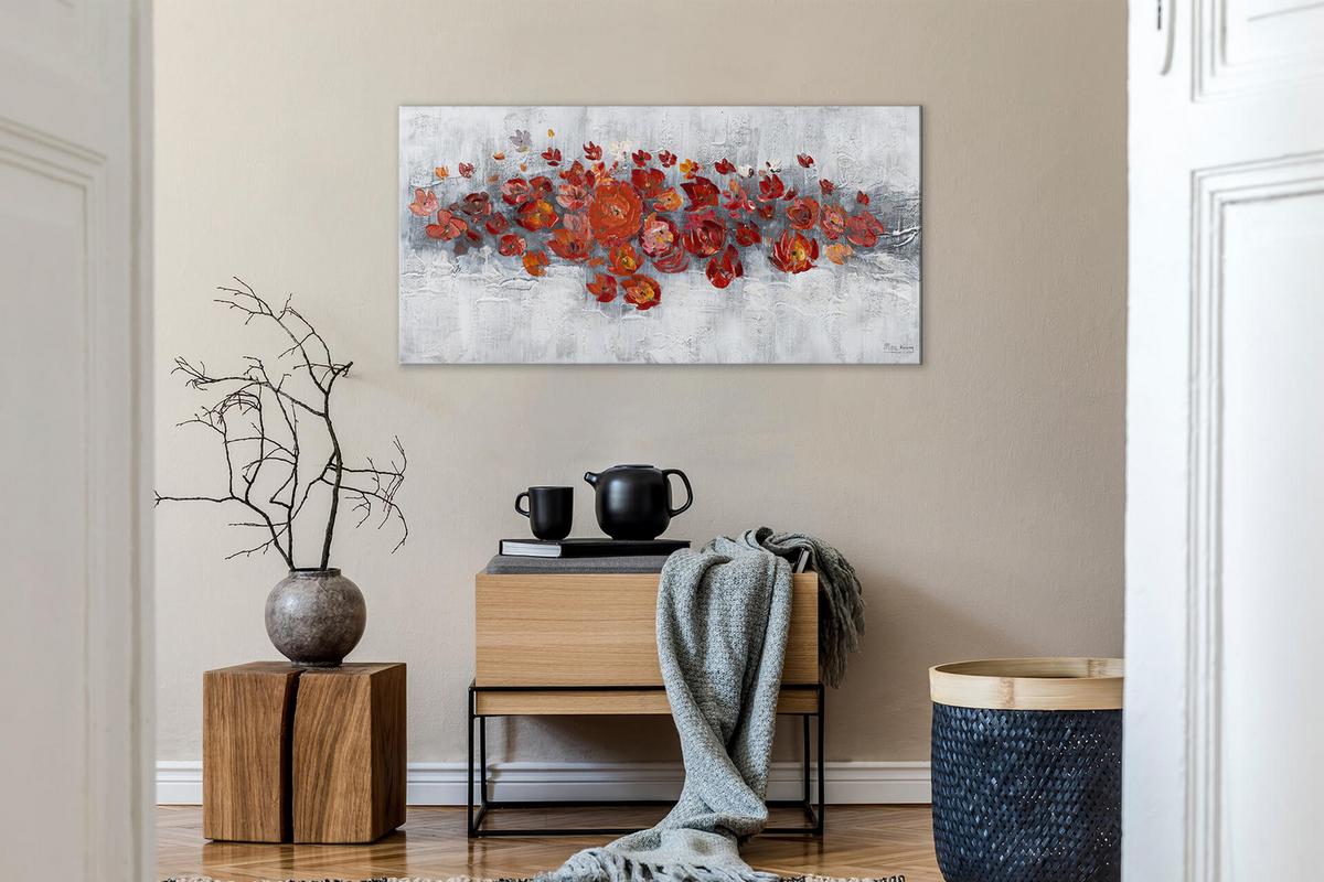 ÖLGEMÄLDE 120/60 cm - Rot/Grau, Holz/Textil (120/60cm) - KUNSTLOFT