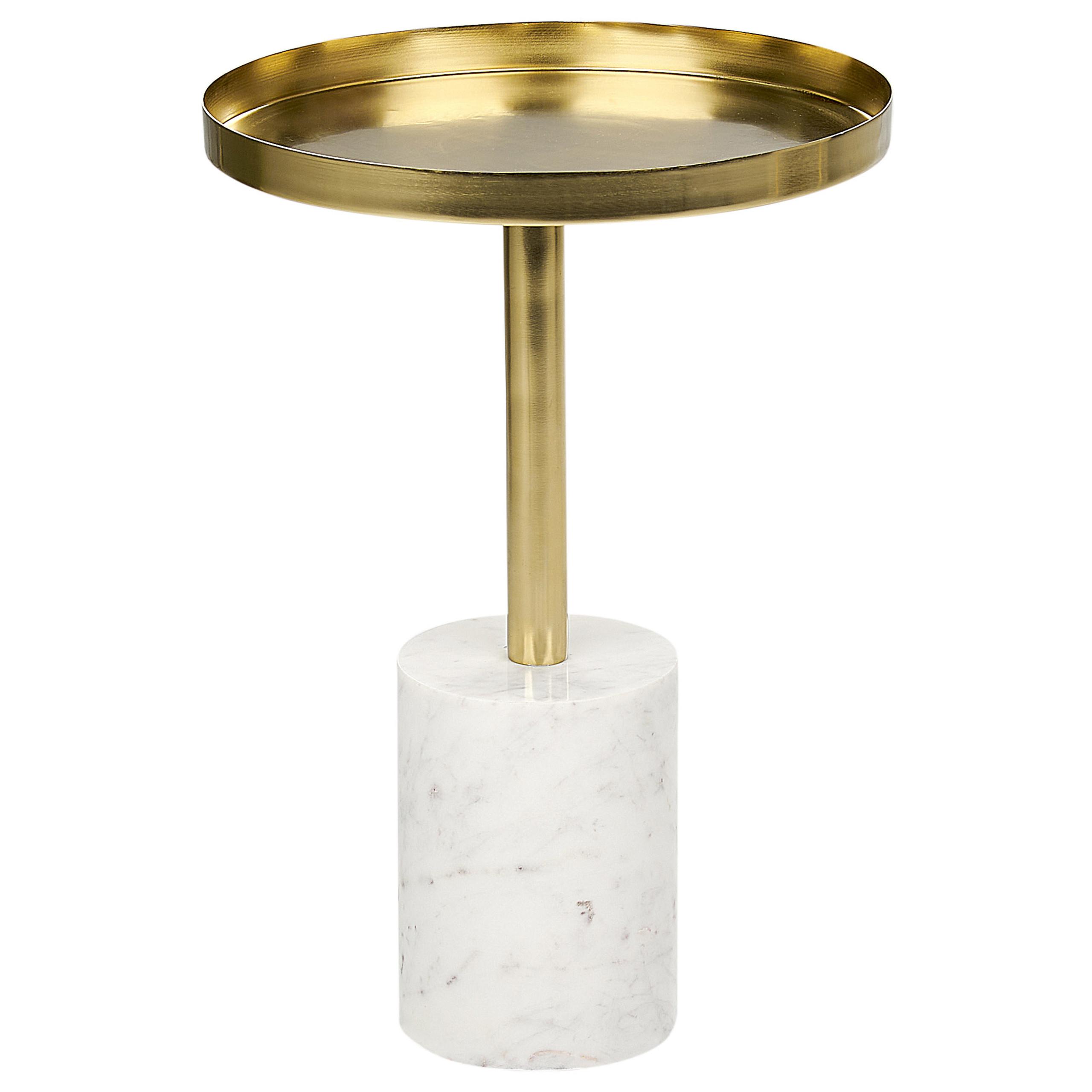 BEISTELLTISCH Metall/Marmor gold/weiß rund 36 cm Camelo - Goldfarben/Weiß, Metall (36/36/52cm) - Beliani