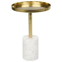 BEISTELLTISCH Metall/Marmor gold/weiß rund 36 cm Camelo - Goldfarben/Weiß, Metall (36/36/52cm) - Beliani