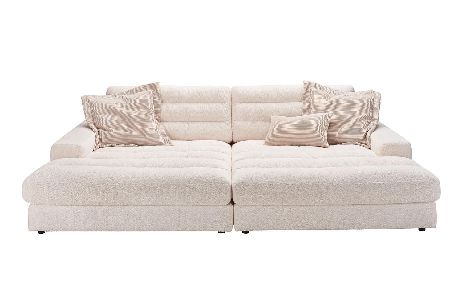 BIG SOFA LANA Weiß Webstoff - Schwarz/Weiß, Textil (296/83/178cm) - KAWOLA