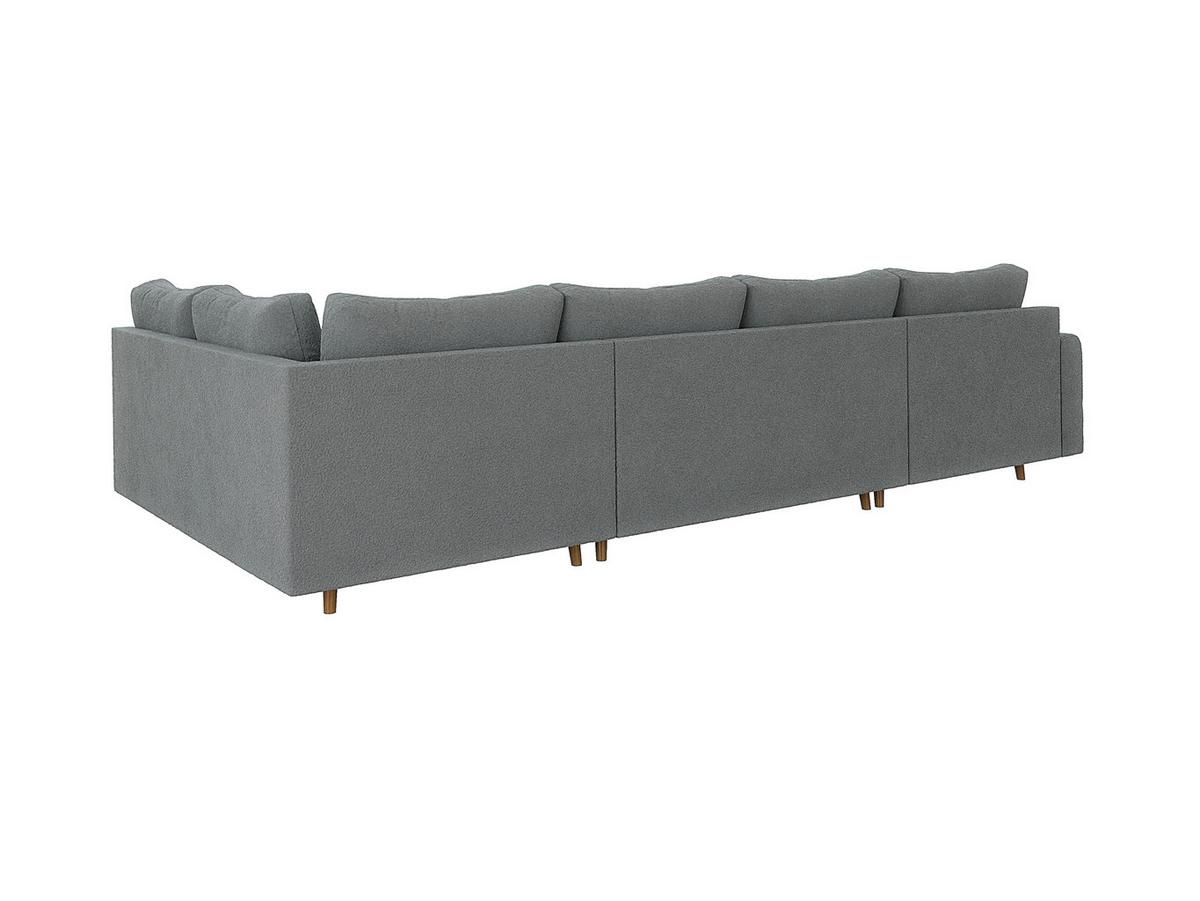 WOHNLANDSCHAFT Henrik Grau Boucle - Ottomane Links - Braun/Grau, Holz/Textil (310/81/161cm) - S-Style