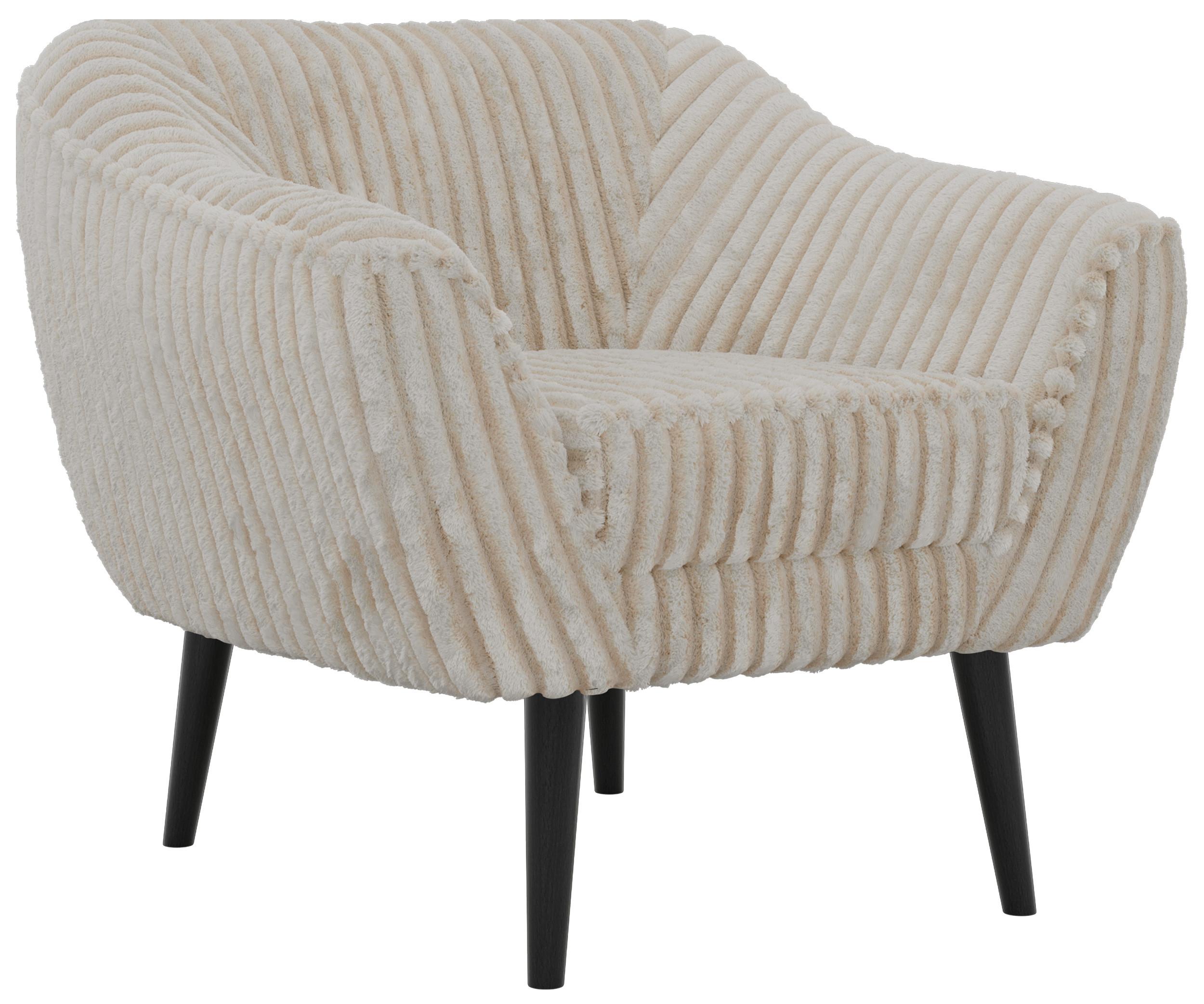 SESSEL PIRS - Beige Cord - Schwarze Beine - Beige/Creme, Holzwerkstoff/Textil (80/75/74cm) - MKS