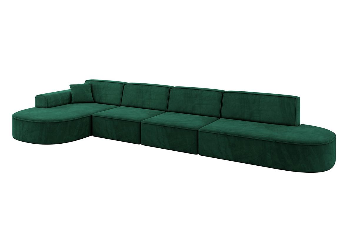 ECKSOFA Ottomane Links MARI-L3 - 413x171x79 cm Grün Velours - Schwarz/Grün, Holzwerkstoff/Kunststoff (413/171cm) - ALTDECOR
