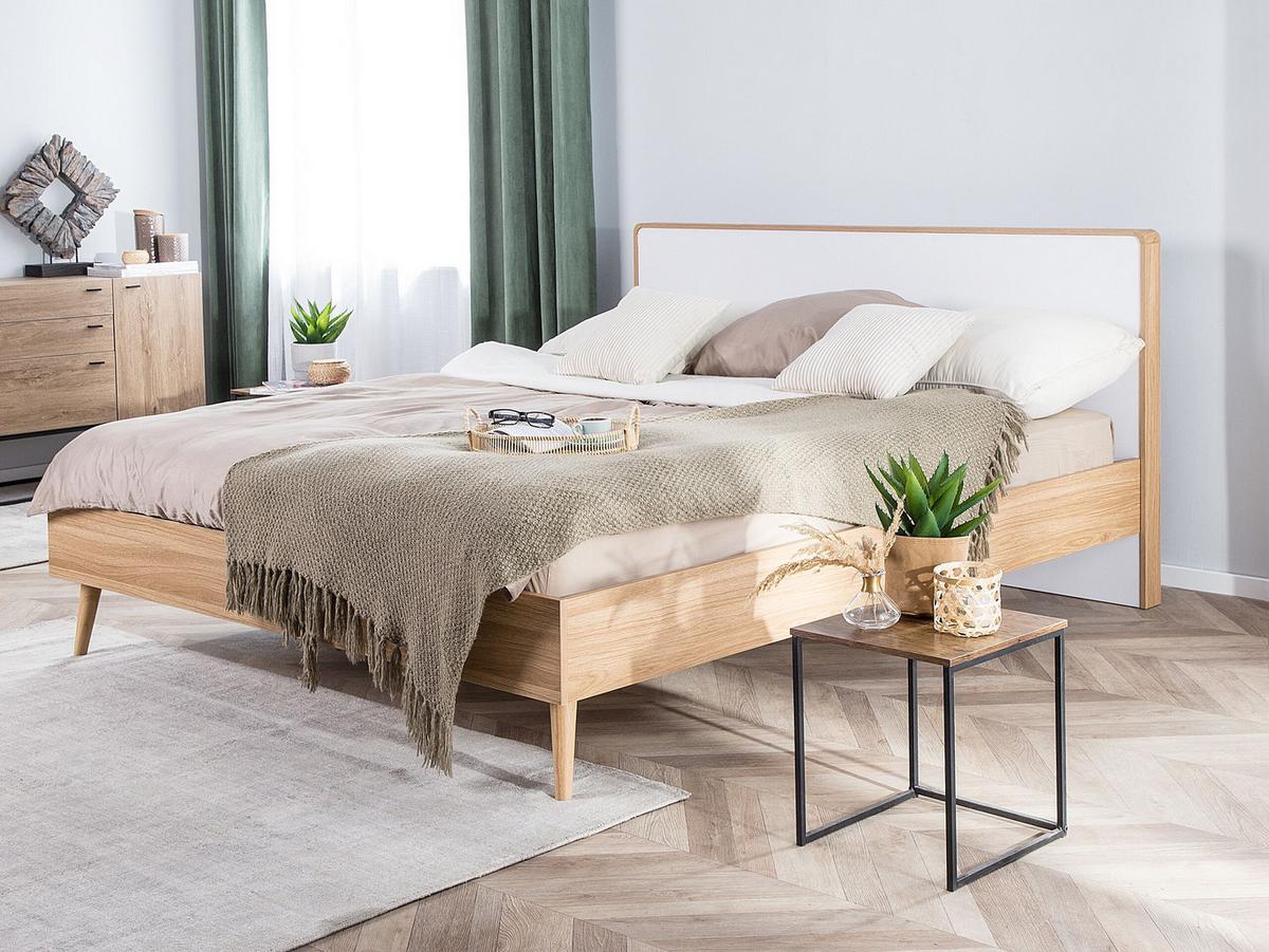 BETT mit Lattenrost 160x200 cm Heller Holzfarbton Serris - Hellbraun, Holzwerkstoff (160/200cm) - Beliani