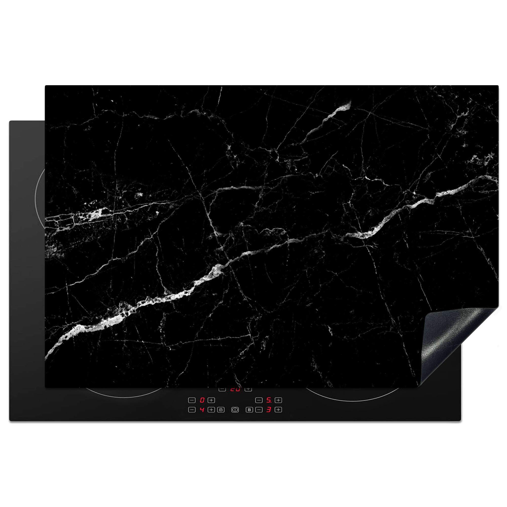 HERDABDECKPLATTE Marmoroptik - Schwarz - Luxus Ceranfeldabdeckung 78x52 cm - Grau, Kunststoff (78/52/0.2cm) - MuchoWow