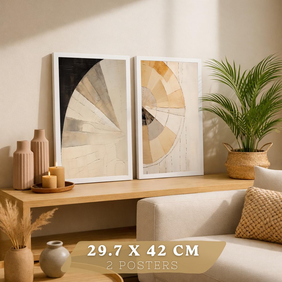 POSTER Set of 2 Abstract Wall Art Prints Modern Living Room Bedroom Kitchen Bathroom Decor Weißer Rahmen A4 - Weiß, Papier (29.7/1/21cm) - Nacnic