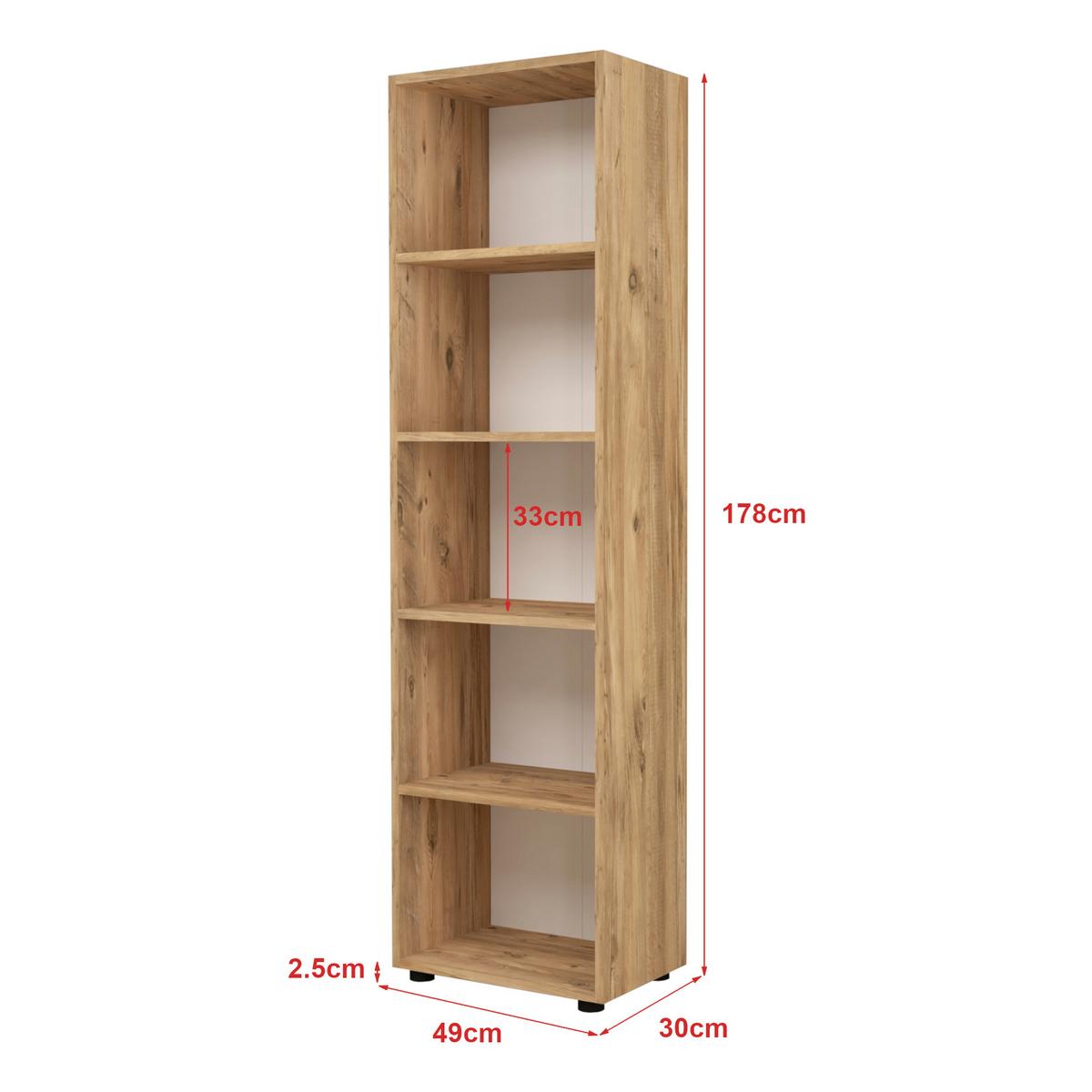 BÜCHERREGAL Vara - Eichefarben, Holzwerkstoff (49/178/30cm) - [en.casa]