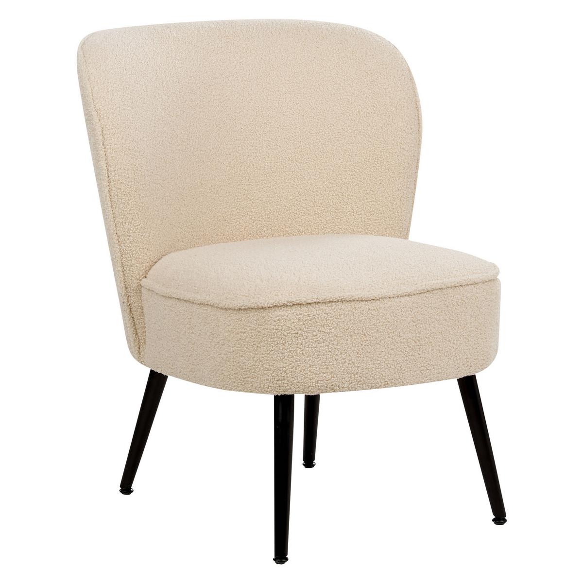 SESSEL Bouclé Helles Beige Voss - Beige/Schwarz, Textil (60/76/52cm) - Beliani