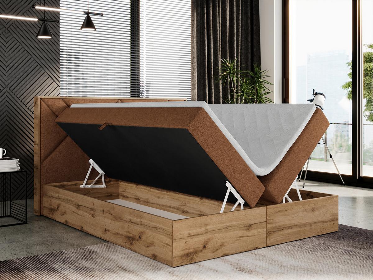 BOXBETT GUNAR - 160/200 Orange Struktur - H3 - Orange, Holz/Textil (160/200cm) - MKS