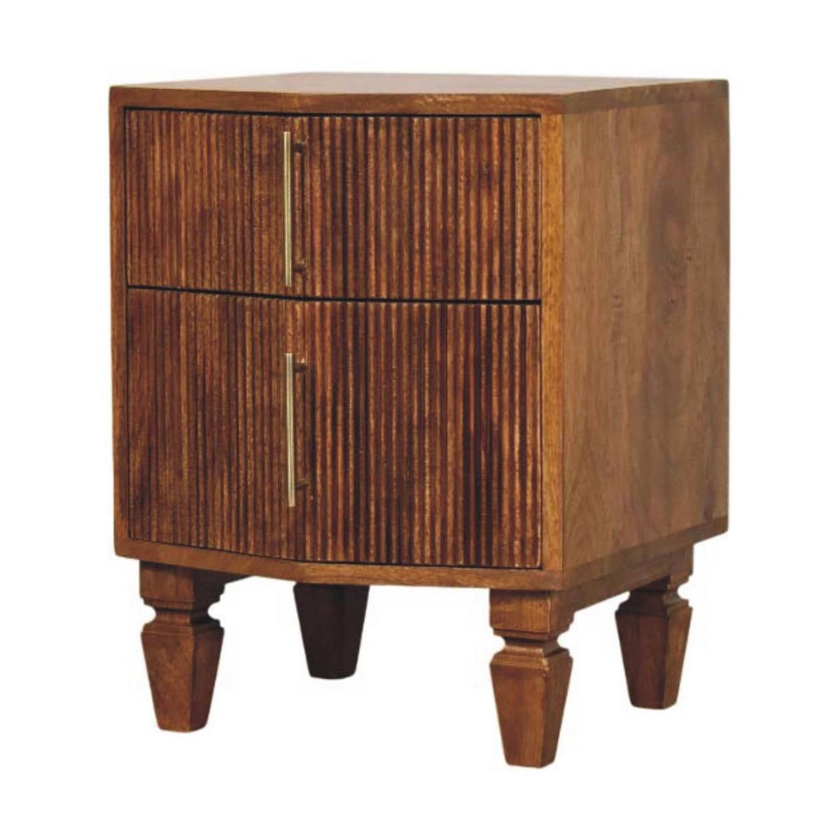 NACHTKASTEN Lamellen-Einheit, 2 Schubladen, Hellbraun - Hellbraun/Messingfarben, Holz/Metall (42/55/40cm) - Artisan Furniture