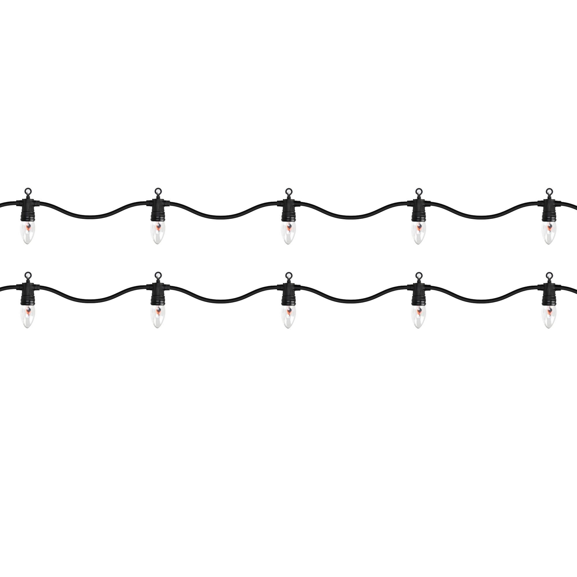 LICHTERKETTE mit Flammeneffekt 360 cm 10 Glühbirnen E14 Innen/Außen - Schwarz, Kunststoff (360cm) - ECD-Germany