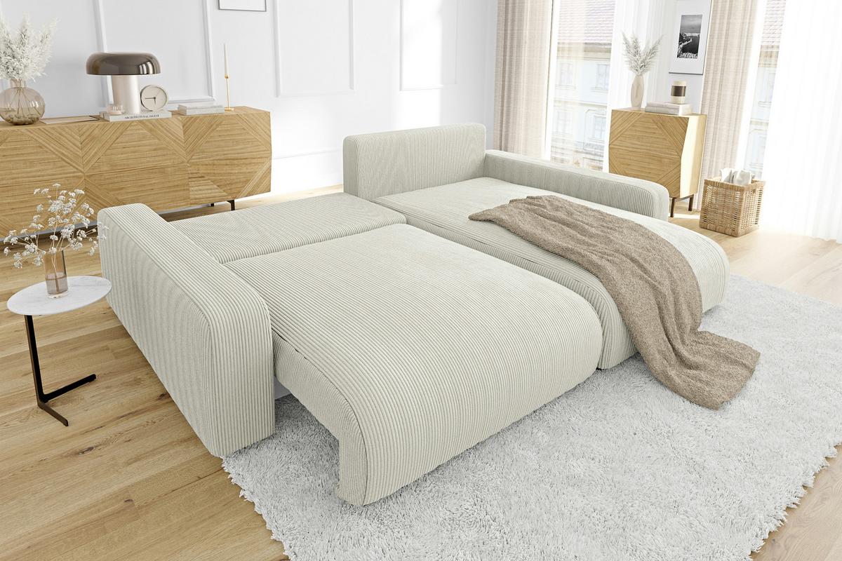 ECKSOFA Emma Beige Cord - Ottomane rechts - Beige, Textil (234/170cm) - S-Style Möbel