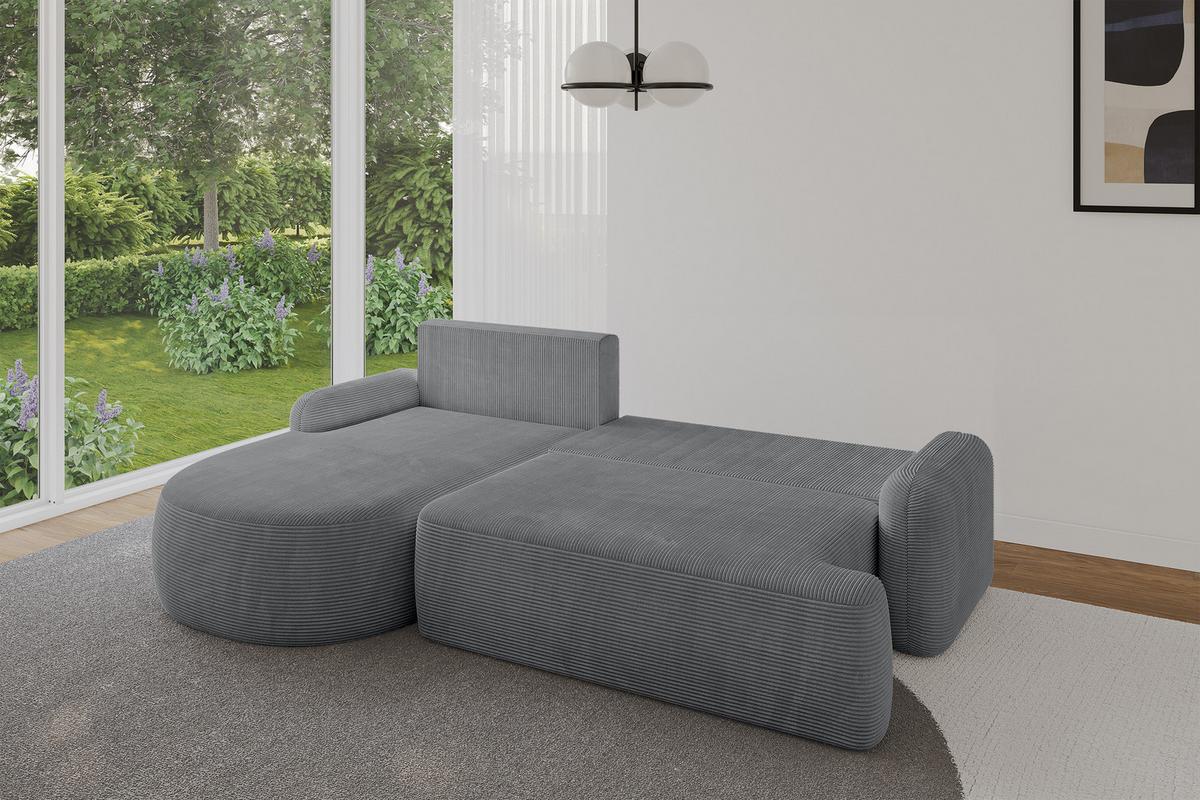 ECKSOFA mit Schlaffunktion und Bettkasten LIRA-L - 264x172x89 Dunkelgrau - Dunkelgrau, Holzwerkstoff/Textil (264/172cm) - ALTDECOR