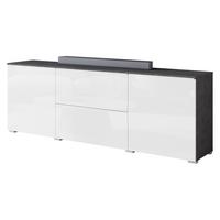 TV-LOWBOARD Vera 180 mit weißer LED Beleuchtung - Weiß Hochglanz/Silberfarben, Holzwerkstoff/Kunststoff (180/62/35cm) - MIRJAN24