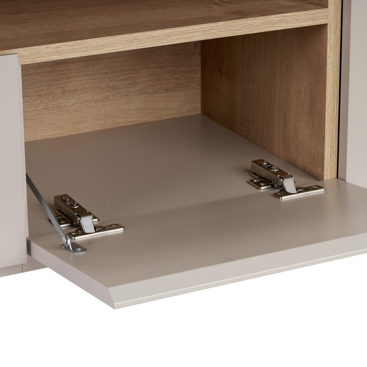 TV-MÖBEL 4 Türen, 1 Fach, Kaschmir und Holzdekor 35/50/160 cm - Beige, Holzwerkstoff (35/50/36.5cm) - Calicosy