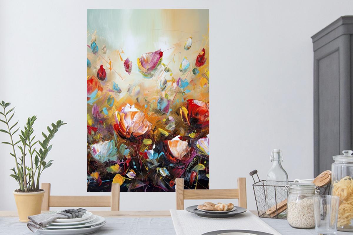 WANDTATTOO Blumen - Kunst - Natur - Ölgemälde Wandaufkleber 80x120 cm - Multicolor, Kunststoff (80/120/0.1cm) - MuchoWow
