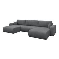 WOHNLANDSCHAFT mit Schlaffunktion und Bettkasten BERY-U 377x193x88 Dunkelgrau Cord - Dunkelgrau/Schwarz, Holzwerkstoff/Kunststoff (377/88/193cm) - ALTDECOR