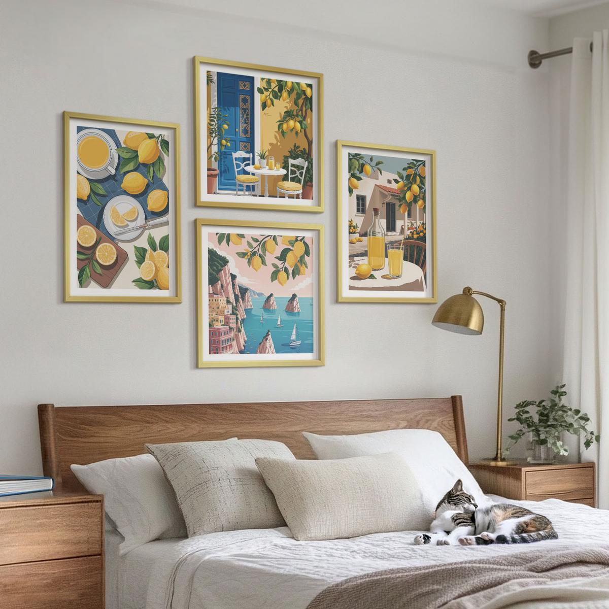 BILDER SET 4er Set - 50x50 cm & 40x60 cm Goldrahmen - Patio Sun Limonade - Goldfarben, Kunststoff (50/50cm) - TULUP