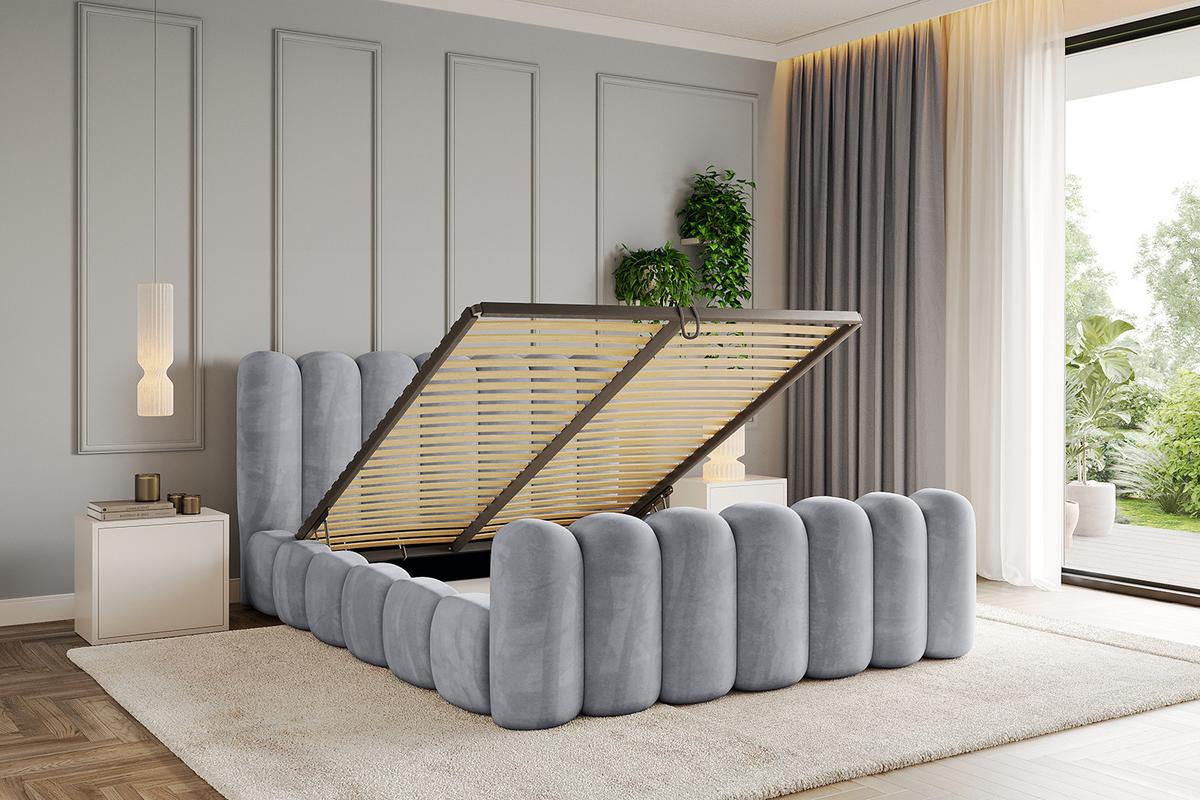 POLSTERBETT mit Bettkasten, Fußteil und Lattenrost, Boxbett ohne Matratze - SENA-Z 200x200 Hellgrau - Hellgrau, Holzwerkstoff/Textil (200/200cm) - ALTDECOR