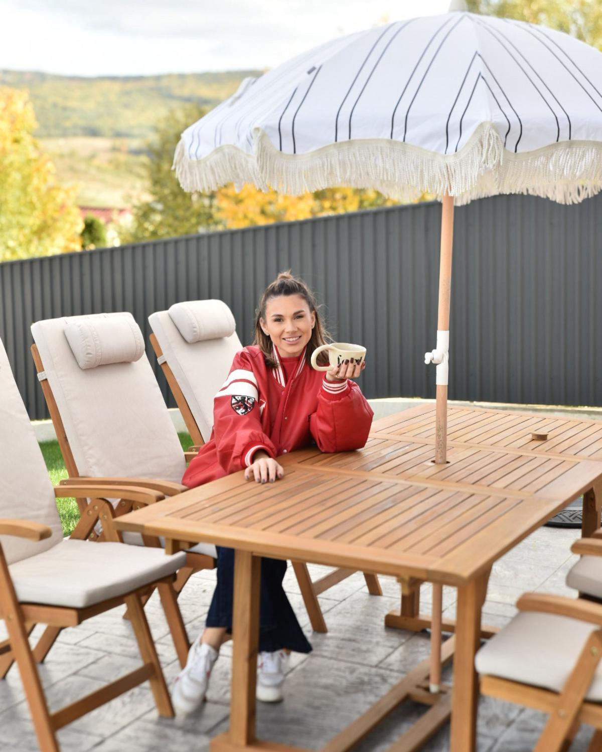 SONNENSCHIRM 155 cm Weiß/Schwarz Mondello - Schwarz/Weiß, Holz (155/155cm) - Beliani