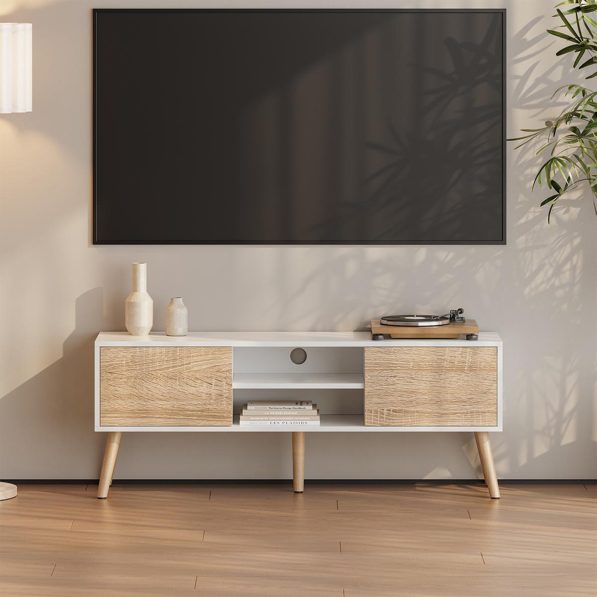 LOWBOARD Eskilstuna - Eichefarben, Holz/Holzwerkstoff (120/46.5/29.5cm) - [en.casa]