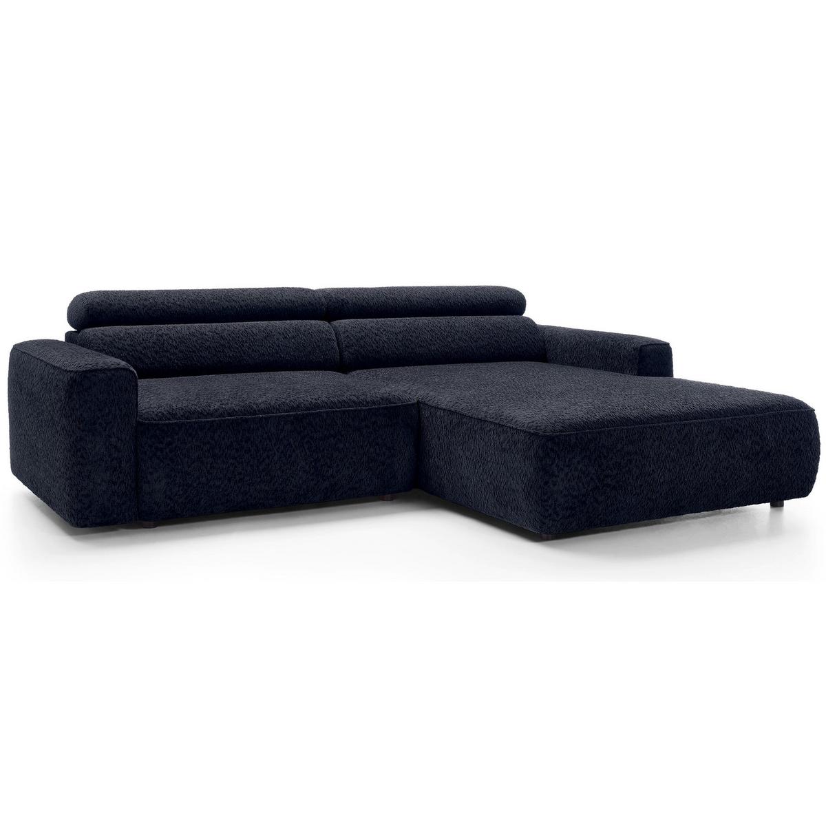 ECKSOFA Fando Navyblau Chenille - Schwarz/Dunkelblau, Kunststoff/Textil (182/252cm) - Selsey