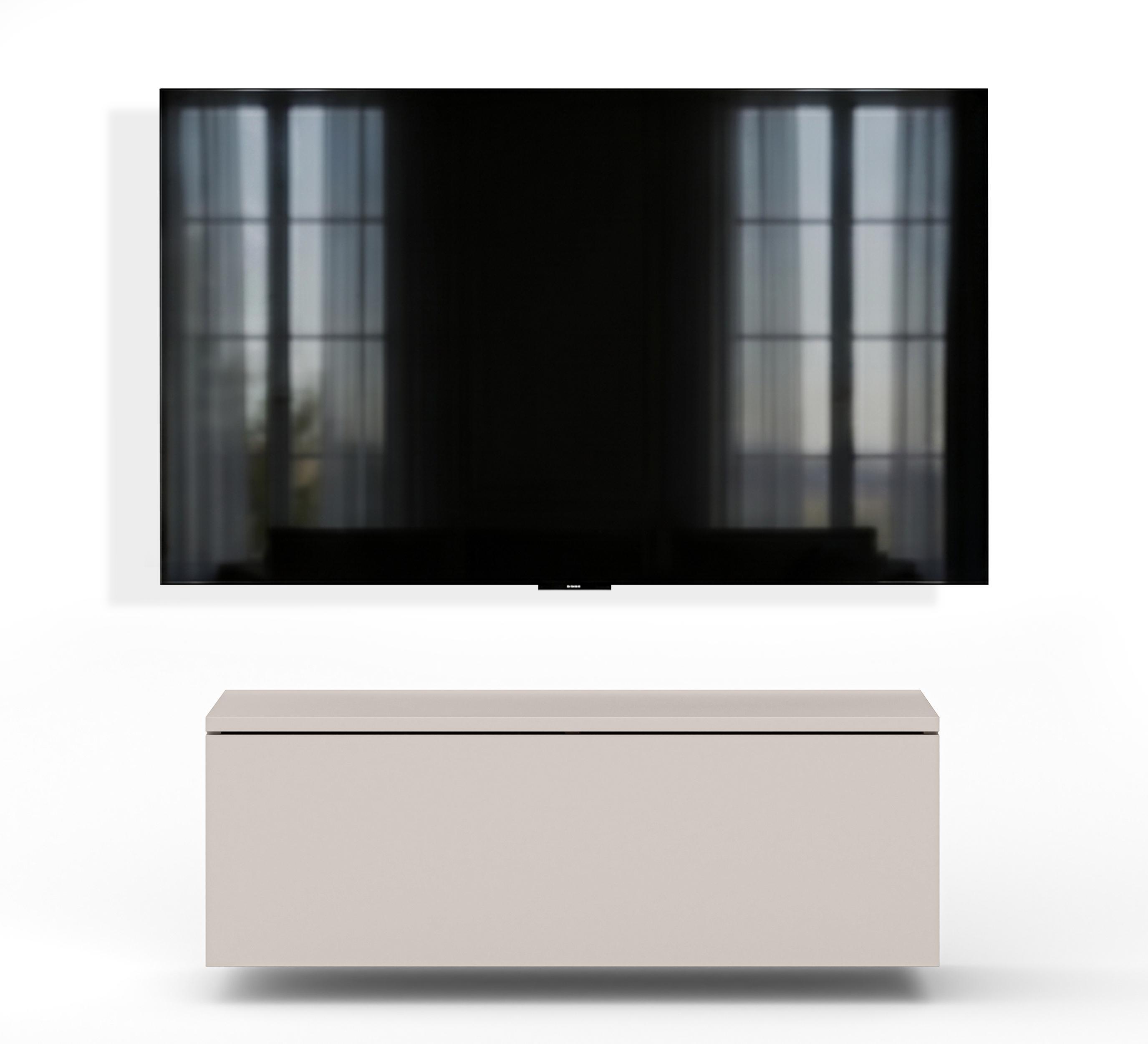 LOWBOARD Barvo 100 Beige Kaschmir 100/34/32 cm – hängendes TV-Board - Beige, Holzwerkstoff (100/34/32cm) - AX Living