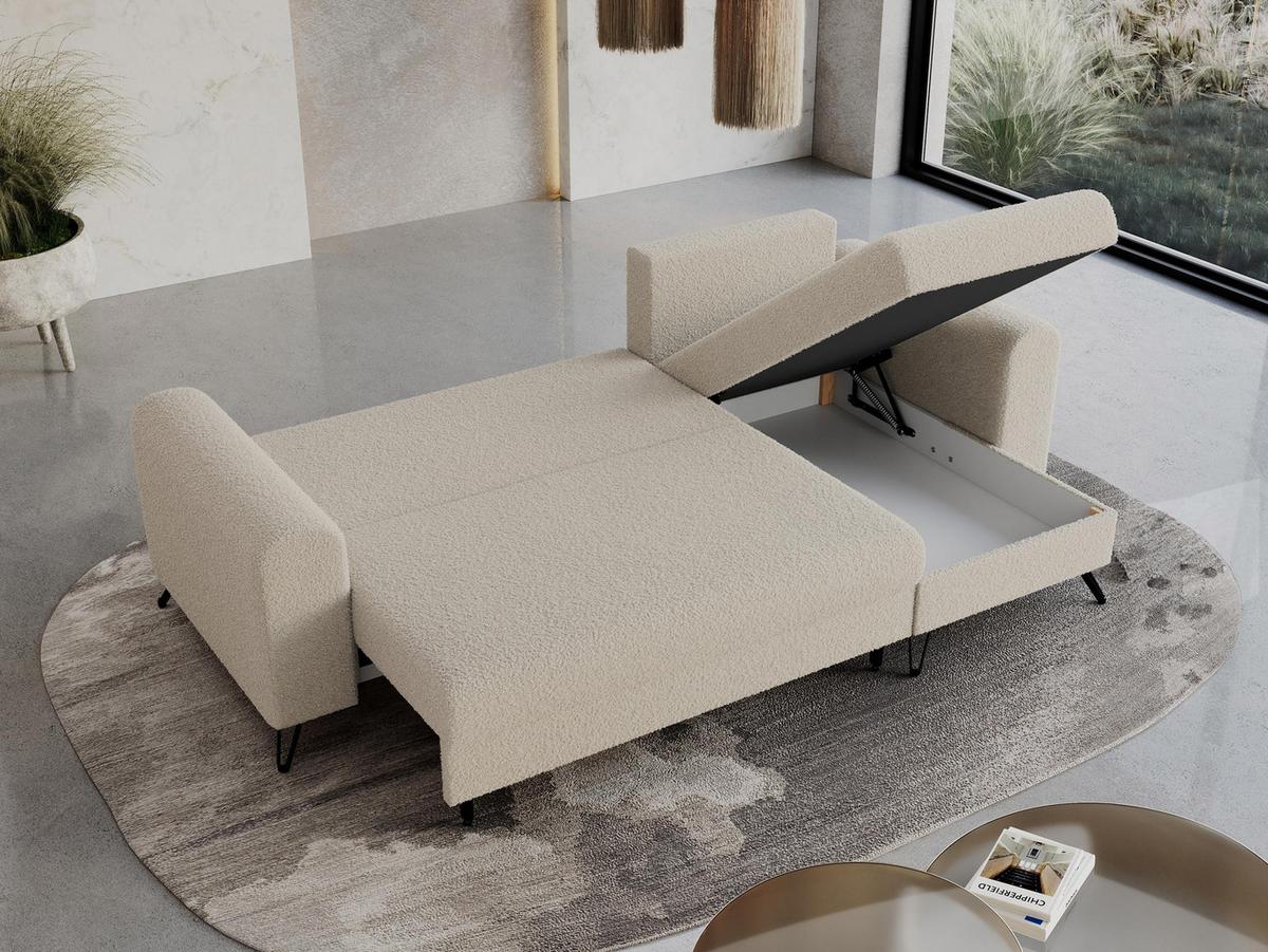 ECKSOFA Hugo Boucle Beige - Beige/Schwarz, Textil/Metall (242/140cm) - MKS
