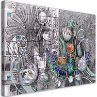 WANDBILD ägyptische hieroglyphen und skarablen - Silberfarben, Textil (60/40cm) - Feeby