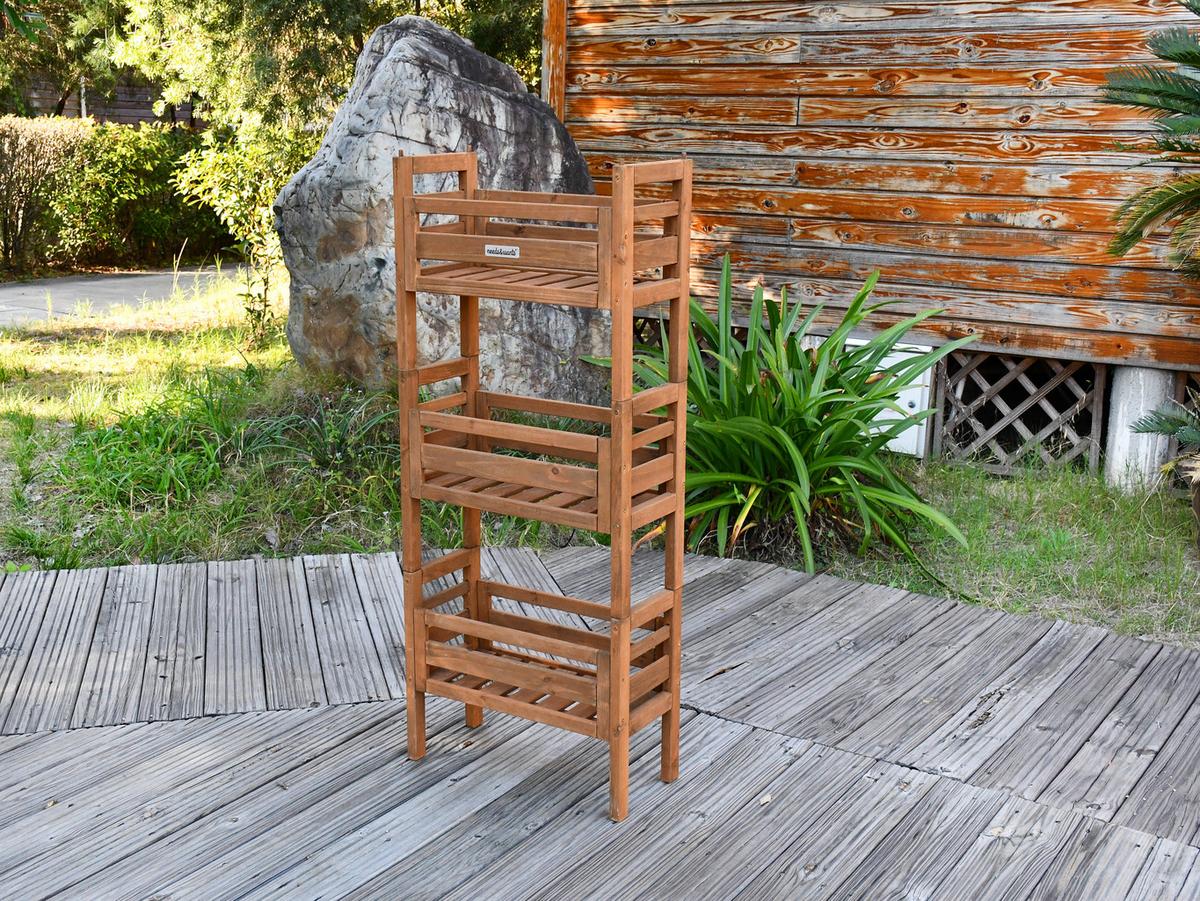 PFLANZENSTÄNDER multifunktional 3-fach, aus Holz wetterfest für Indoor & Outdoor - Braun, Holz (122/51/23cm) - needs&wants
