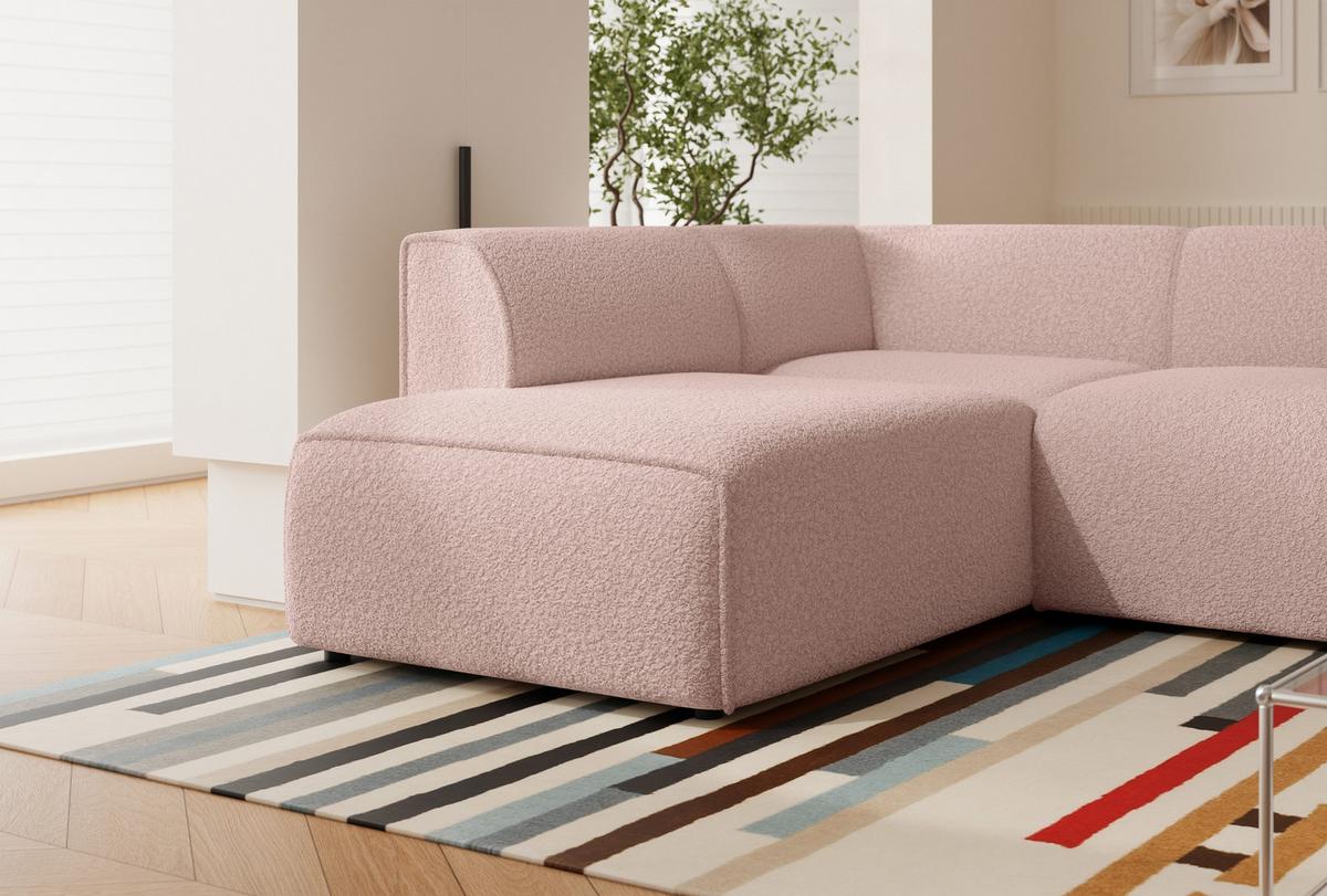 ECKSOFA ZAVO Links Feiner Mischstoff in Rosa - Rosa, Kunststoff/Textil (310/218cm) - Idohome