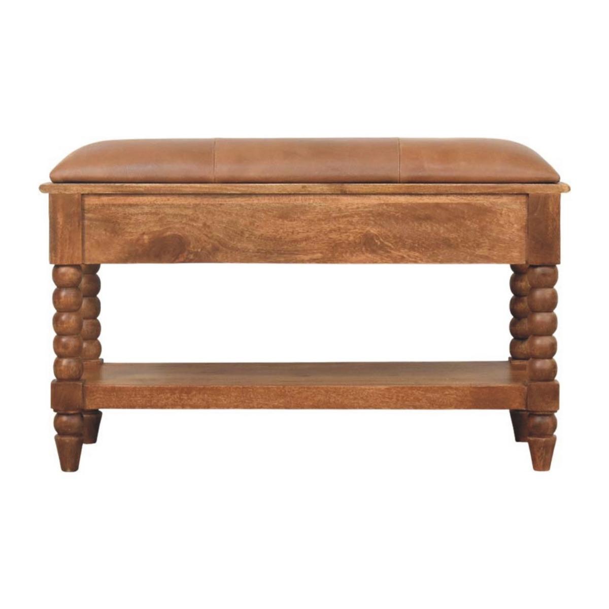 SITZBANK mit Amber-Eichen-Finish, 2 Schubladen, 1 offene Ablage, hellbraun. - Hellbraun, Holz (90/55/35cm) - Artisan Furniture
