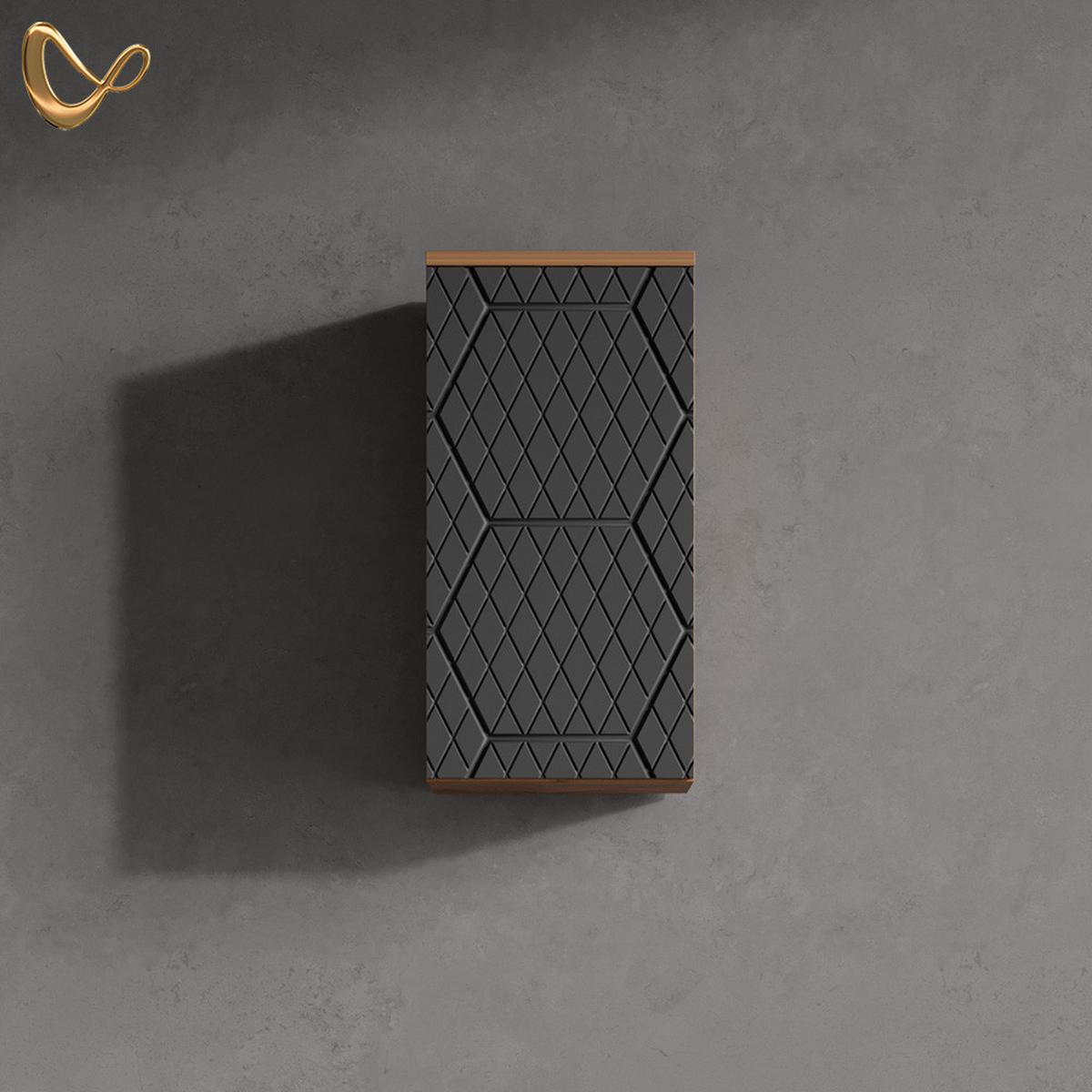BADSCHRANK Ronco Anthrazit mit Wabenstruktur 30 x 59 cm 2 Fächer, Badezimmer - Anthrazit, Holzwerkstoff (30/59/24cm) - Livinity®
