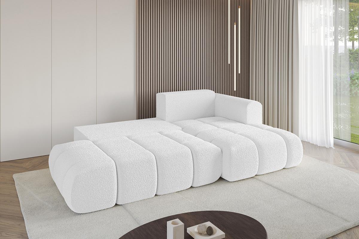 ECKSOFA Ottomane Rechts CLOUD-L 280x185x90 Weiß Bouclé - Weiß, Holzwerkstoff/Kunststoff (185/280cm) - ALTDECOR