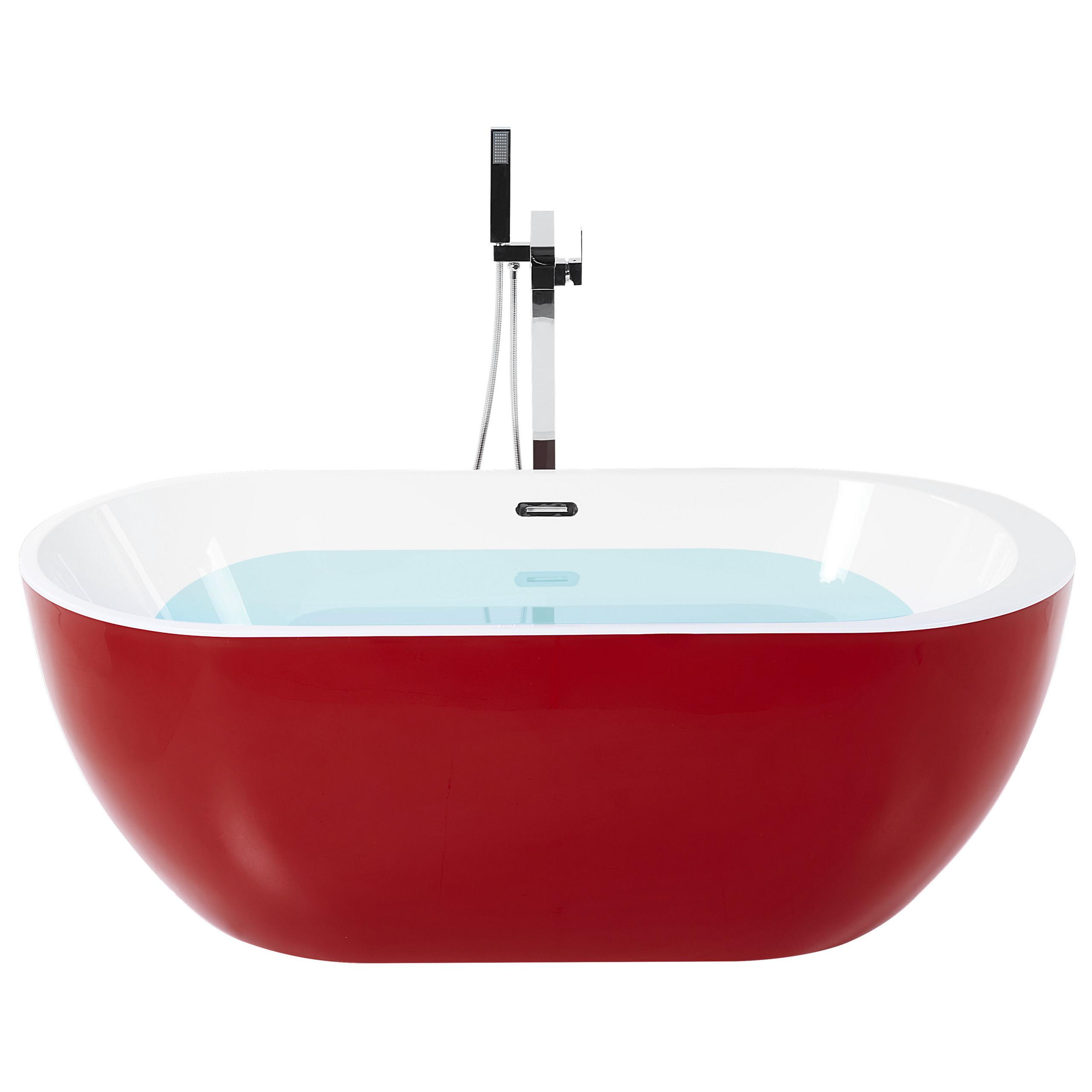 BADEWANNE FREISTEHEND 75x160x58 cm rot Nevis - Rot, Kunststoff (75/58/160cm) - Beliani