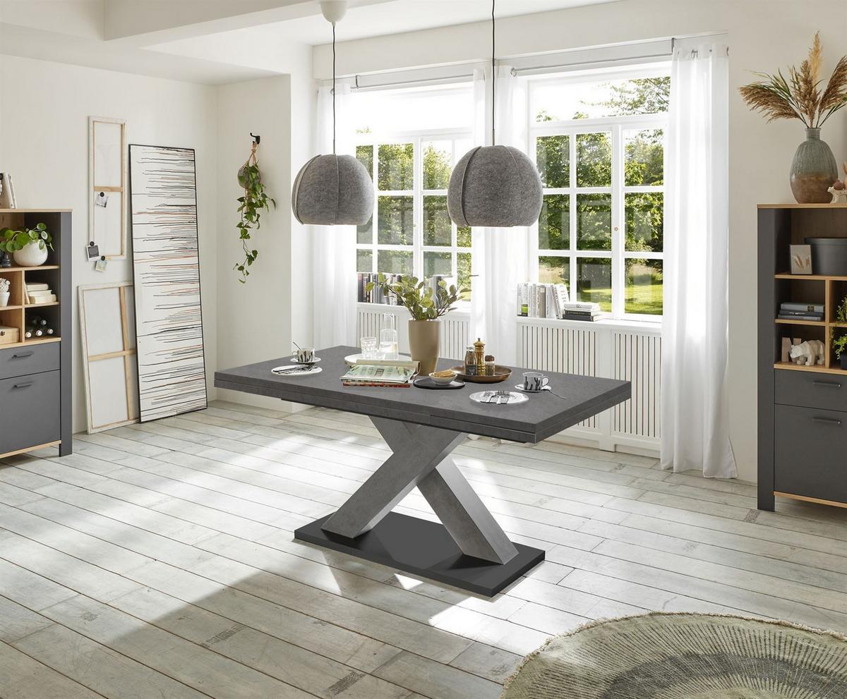 ESSTISCH ausziehbar Elene 180x90x76 Graphit - Grau, Holzwerkstoff (180/90/76cm) - 58aufmkessel