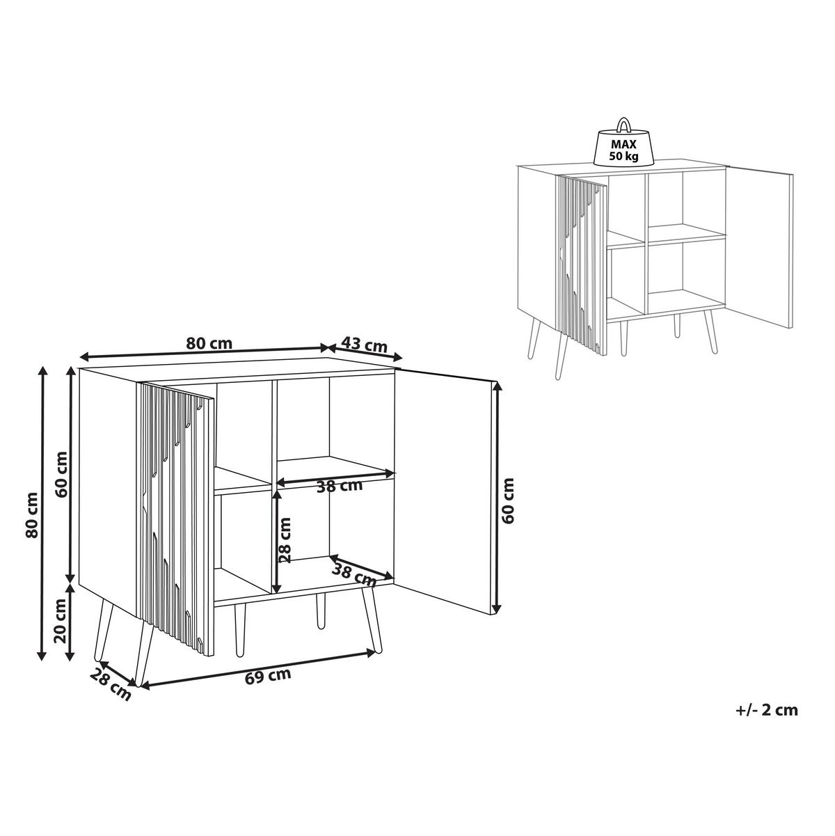 SCHRANK Braun/Schwarz Dalcross - Braun, Holzwerkstoff (80/80/43cm) - Beliani