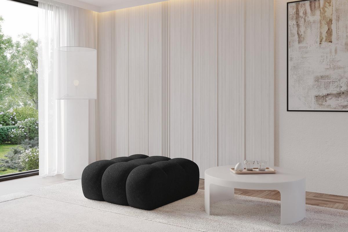 POUF OLEA-PUF 91x87x44 cm Schwarz Velours Modular Sitzhocker - Schwarz, Holzwerkstoff/Kunststoff (91/44/87cm) - ALTDECOR