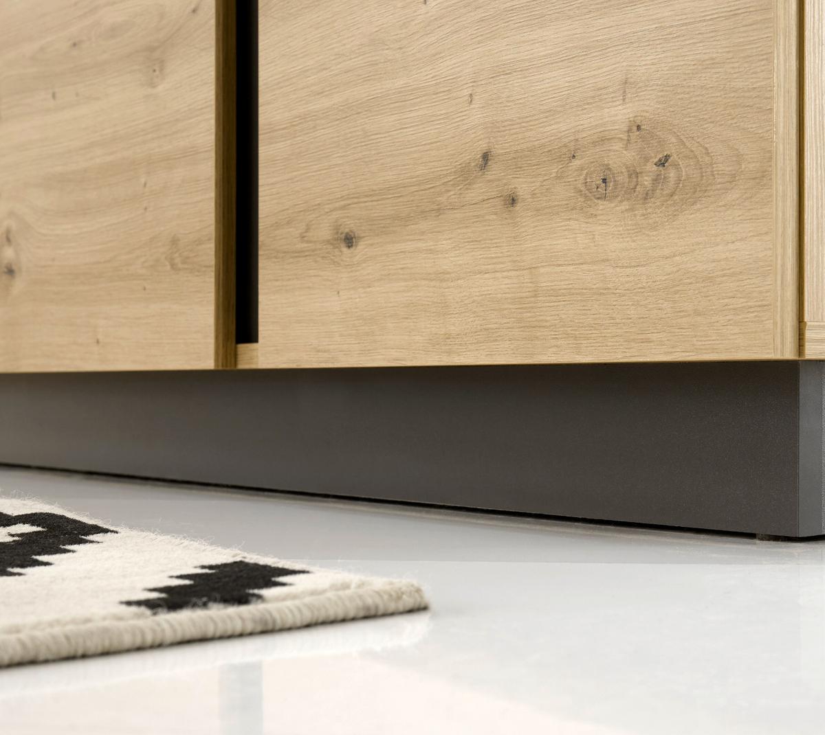 SIDEBOARD Eiche Artisan, Graphit grau 138 cm, Kommode mit Schubladen - Eiche Artisan/Grau, Holz/Holzwerkstoff (138/91/40cm) - Furn.Design