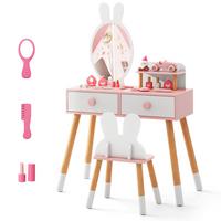 KINDER SCHMINKTISCH Set Weiß - Weiß, Holz (78/110/37cm) - COSTWAY