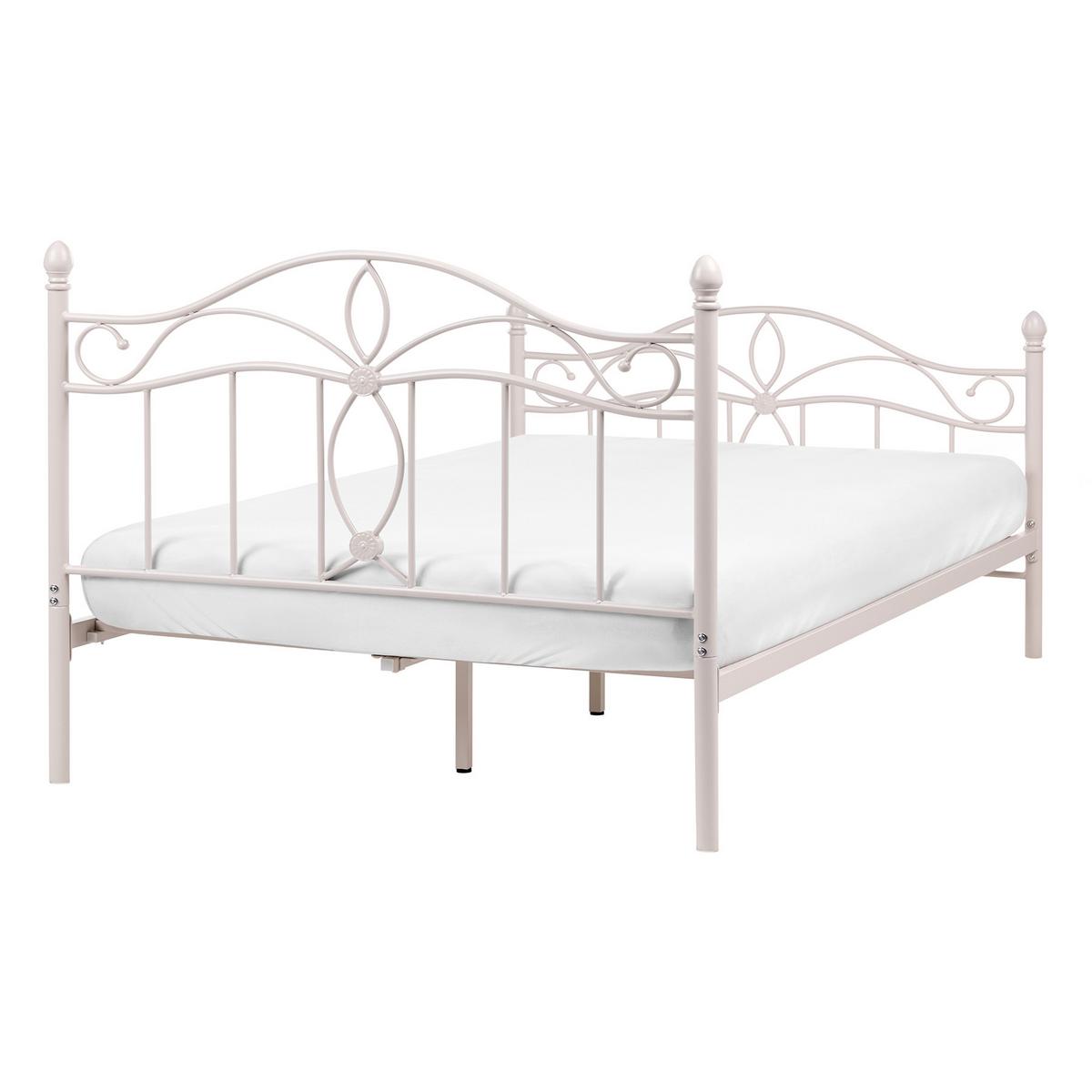 BETT mit Lattenrost 140/200 Stahl Hellbeige Antlia - Beige, Metall (140/200cm) - Beliani