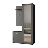 GARDEROBENSCHRANK Magnola Schwarz Grau 100/180,5/35 cm – Modern, mit Spiegel und viel Stauraum - Schwarz/Grau, Holzwerkstoff/Kunststoff (100/180.5/35cm) - AX Living