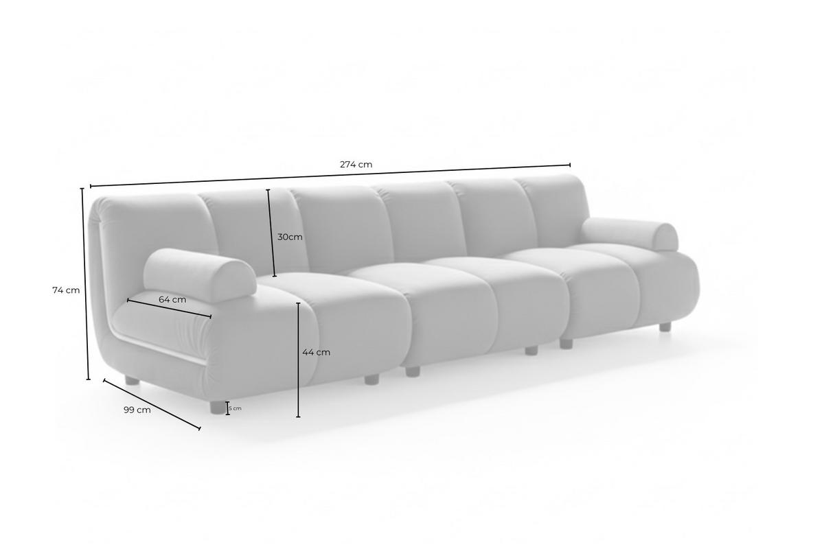 MODULSOFA LAYLA Taupe Velvet - Taupe/Schwarz, Buchenholz/Textil (274/74/99cm) - KAWOLA