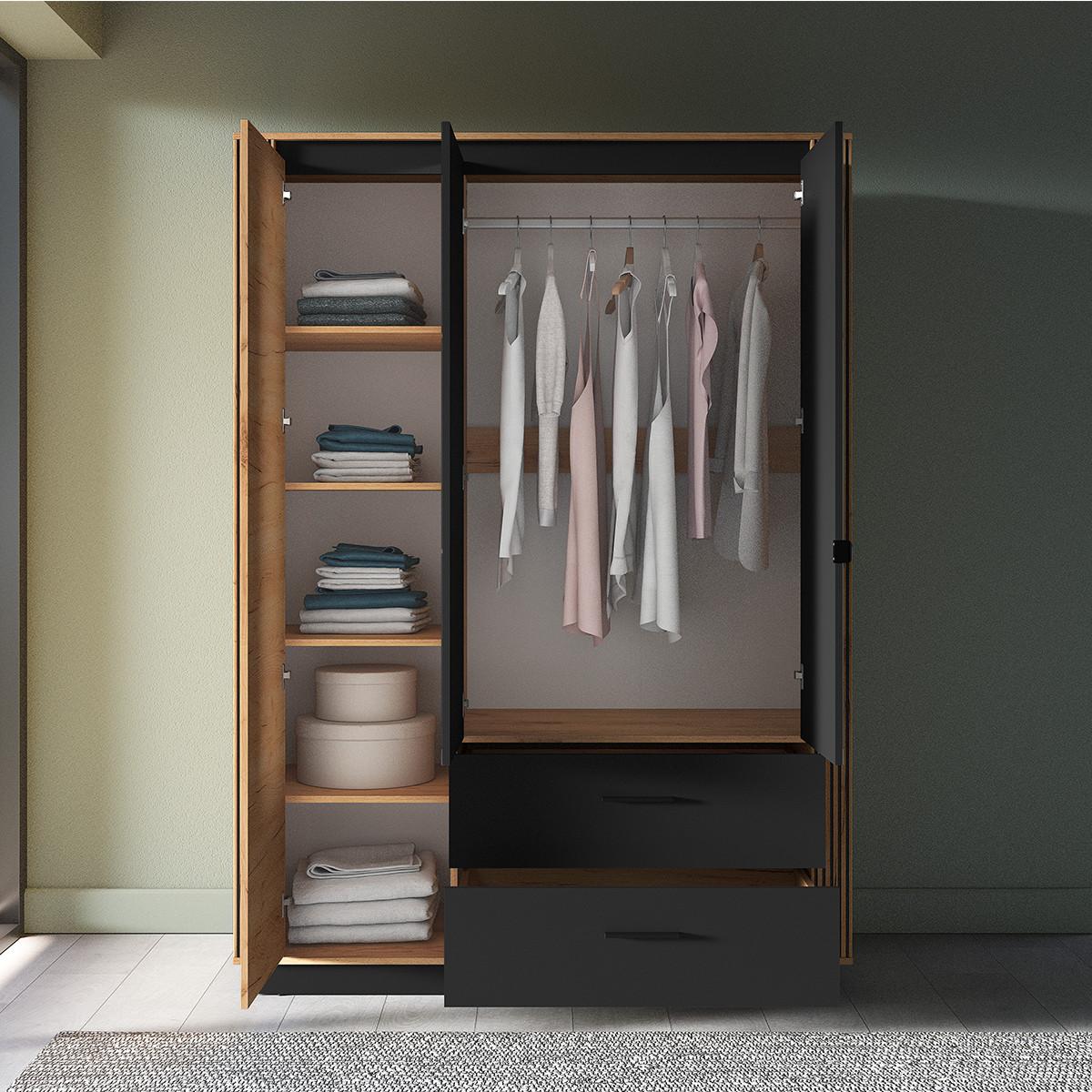 SCHRANK 3 Türen Solal Holz - Braun, Holzwerkstoff (150/210/58cm) - Petits-meubles