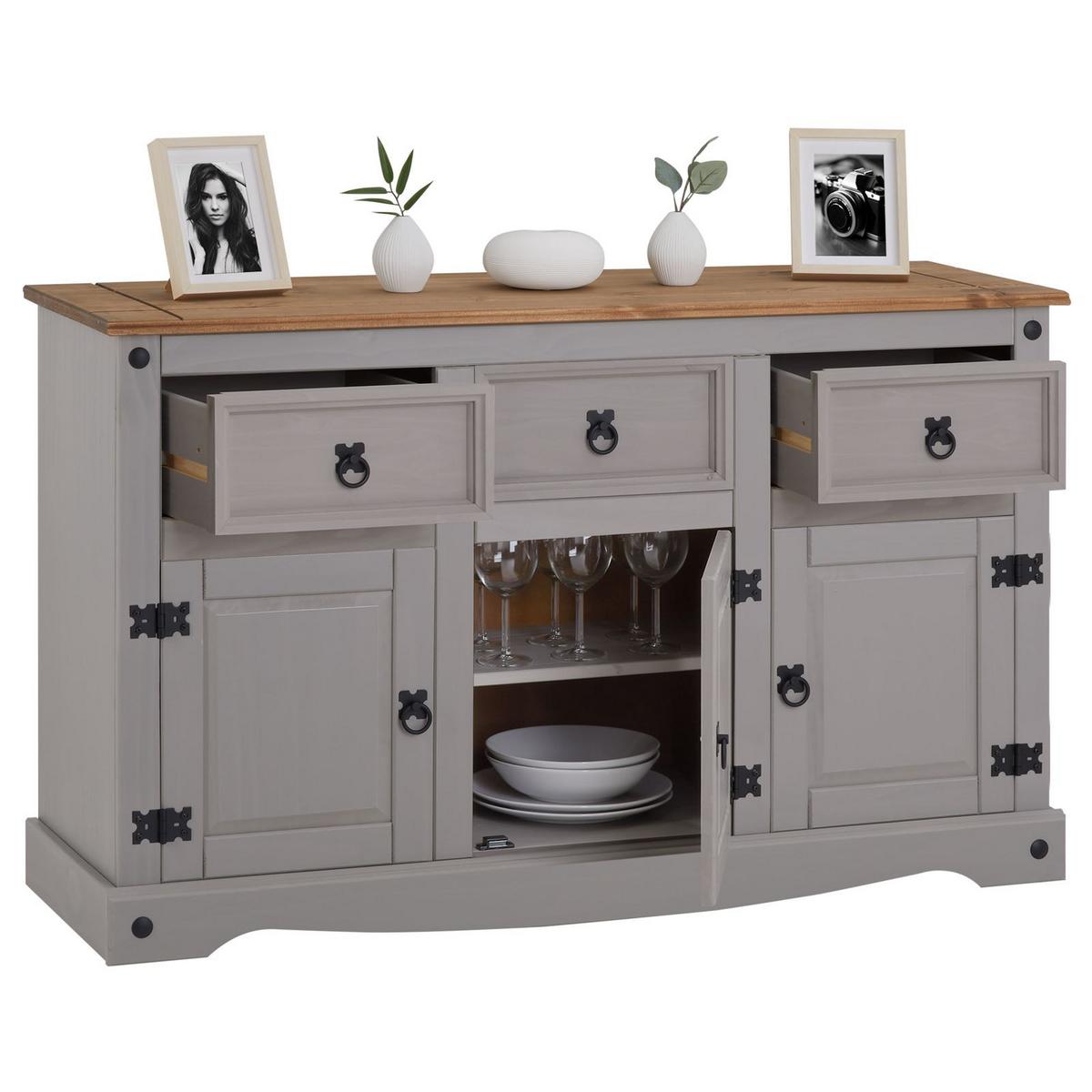 SIDEBOARD RAMON grau/natur - Naturfarben/Grau, Holz (125/76/40cm) - CARO-Möbel