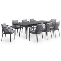 GARTENMÖBEL SET SUNNY 9er Set grau, schwarz - Grau, Metall - IDIMEX