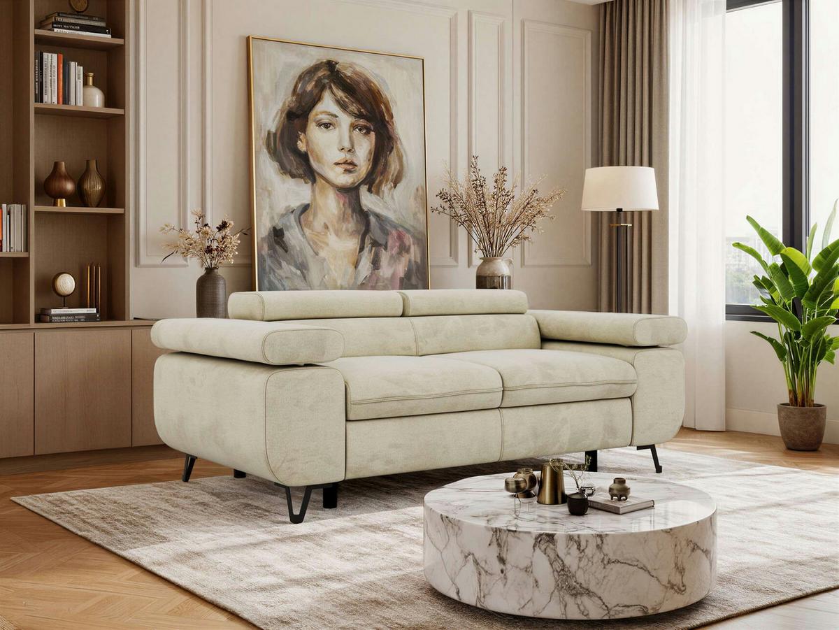 2-SITZER SOFA PETER - Beige Velvet - Beige/Schwarz, Textil/Metall (200/76/99cm) - MKS